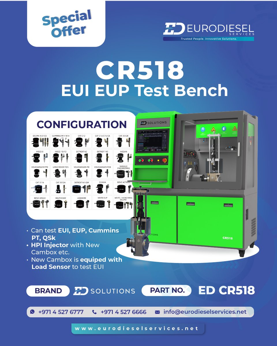 eurodieselgroup's tweet image. 🚀 Boost your workshop’s efficiency with the CR518 EUI/EUP Test Bench!
 
🔧 Power. Accuracy. Innovation.

#EurodieselServices #CR518S #TestBench #eU #EDSolutions #FuelInjection #EUI #EUP #InjectorTesting #DieselSolutions #WorkshopEquipment