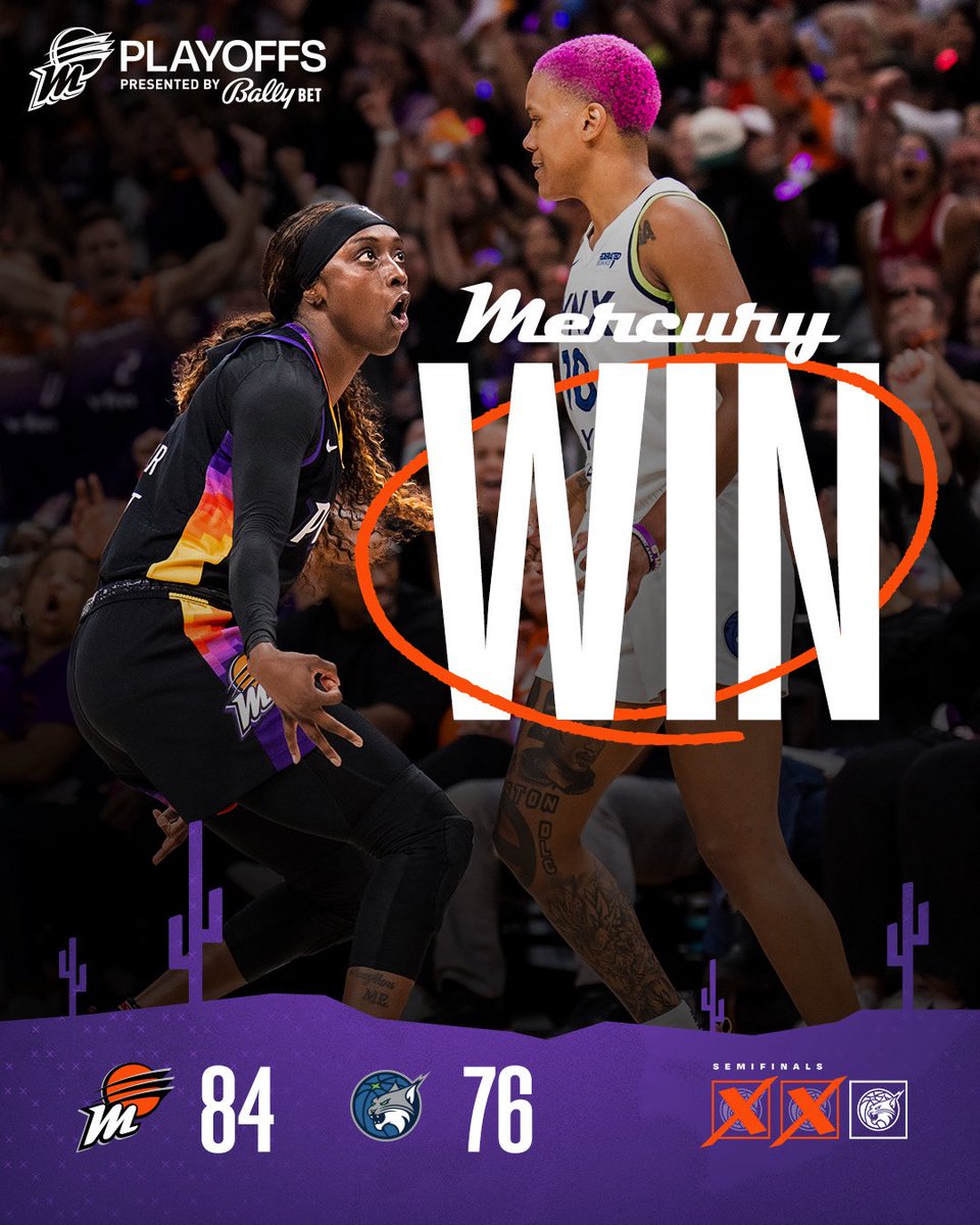 PhoenixMercury's tweet photo. On Planet Mercury, we’re one win away from going to the @WNBA Finals. https://t.co/3DJ0YkyZRO