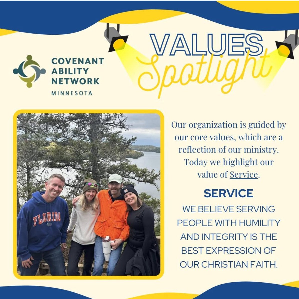 Day 4: Tonight I did the virtual walk for the Covenant Ability Network Twilight Trot &amp; Sunset Stroll fundraiser while FaceTiming my sis, niece, &amp; nephew. Grateful for places like CAN where people like Tim can live &amp; thrive &amp; for the awesome DSPs. He’s in the last photo in orange.