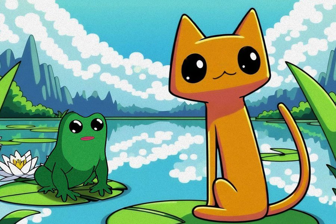 cwatmemes's tweet photo. ☀️ A frog, a cat, and the perfect day by the lake. #CWAT #Nature https://t.co/WNpK7zoHa3