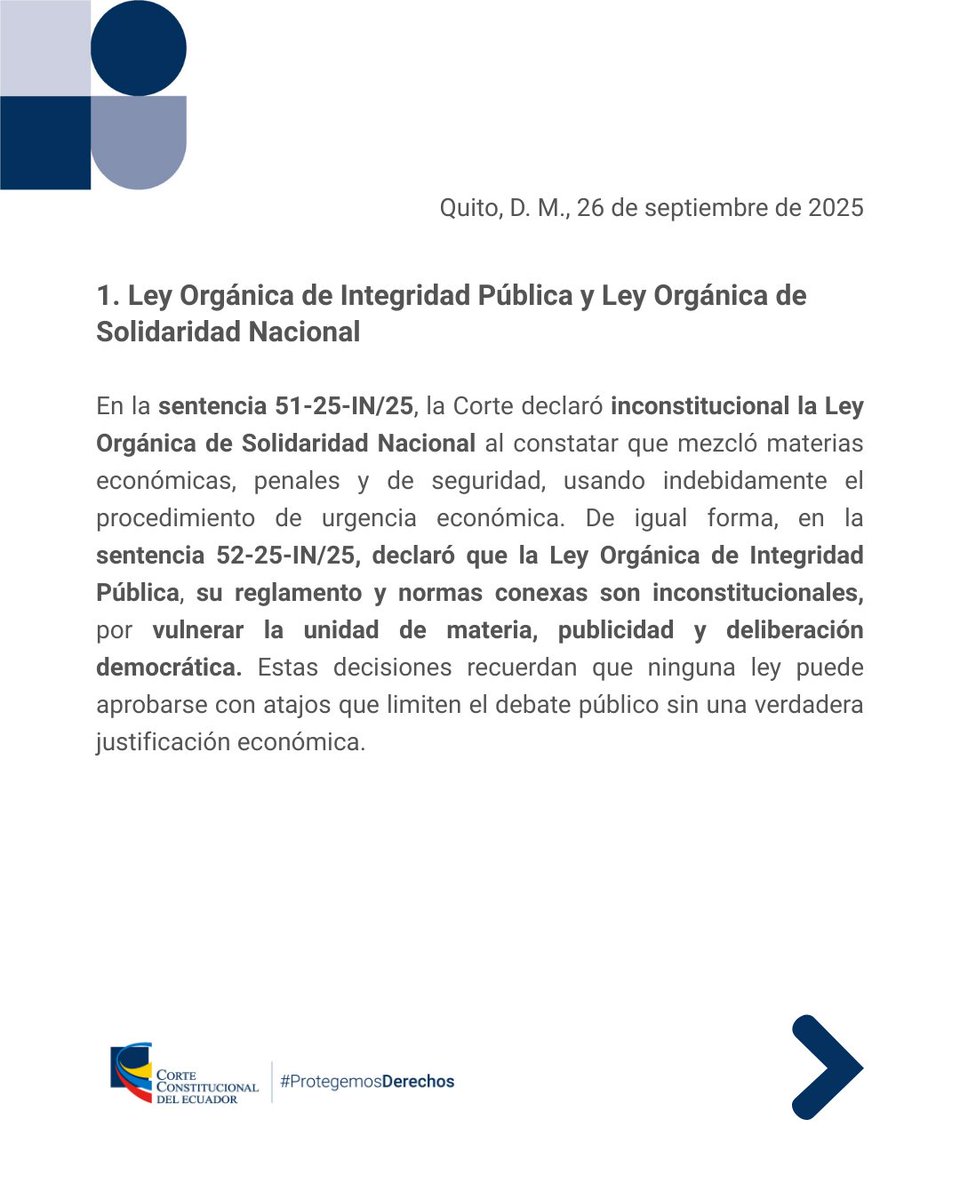 <a href="/CoalicionEps/">Coalicion Eps</a> aplaude esta decision jurídica d la <a href="/CorteConstEcu/">Corte Constitucional</a> en declarar inconstitucional la Ley d Integridad Pública, la economía popular y solidaria debe ser fomentada x el estado, NO debe ser reprimida y condicionada, seguiremos insistiendo en el fortalecimiento d la #EPS