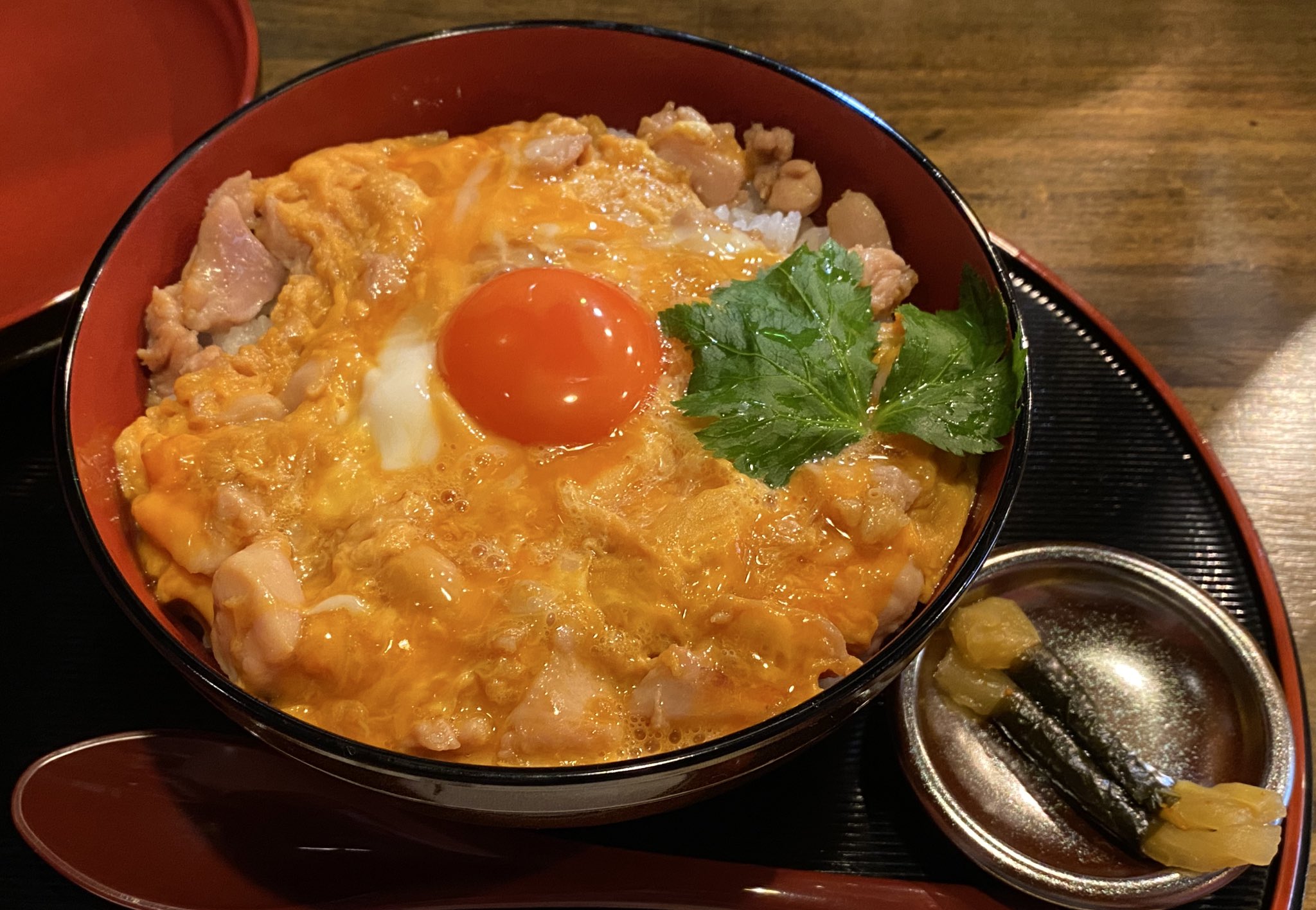 親小丼 親子丼♪ Oyakodon♪ （a bowl of rice topped with chicken and