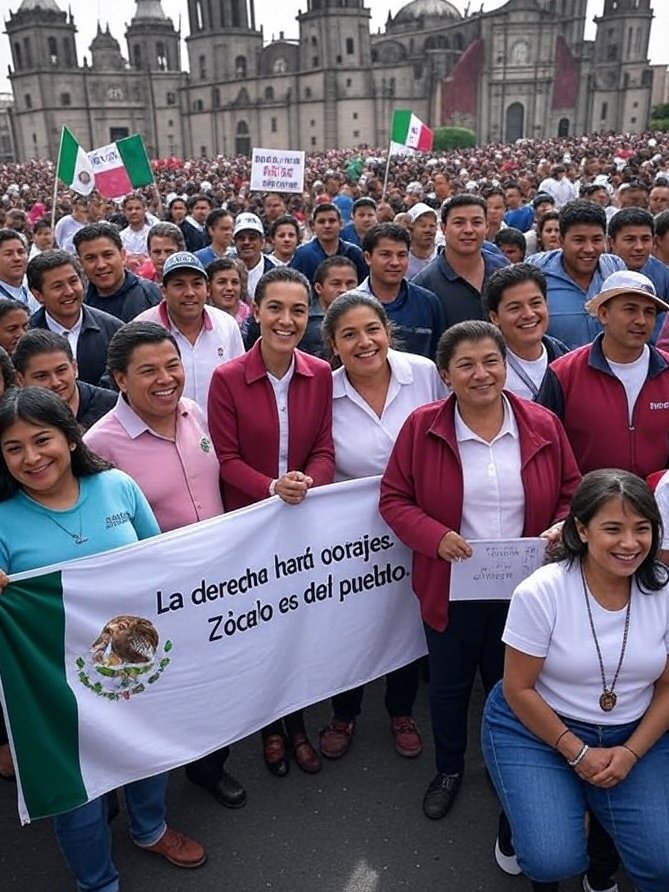 RedAmloBC's tweet image. La derecha hará corajes, pero el Zócalo es del pueblo.

Y este 5 de octubre lo volveremos a llenar de alegría y esperanza para respaldar a nuestra Presidenta @Claudiashein.

¡Prepara tu bandera y tu mejor sonrisa!

#LaPlazaEsNuestra #AMLOFest