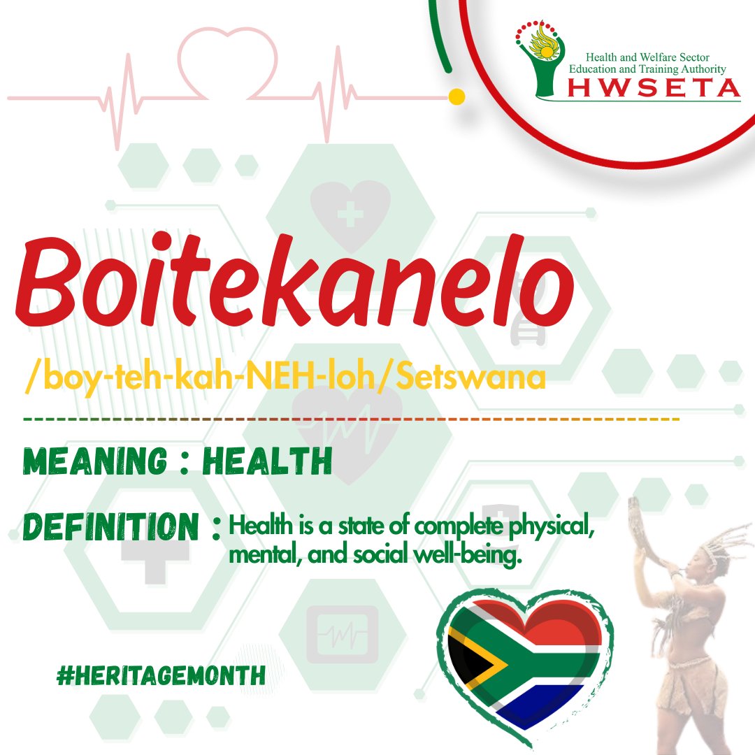 From isiZulu to Afrikaans, from Setswana to English, one word echoes through them all — health. Because caring for our health means safeguarding our future.
#HeritageMonth #Health #HWSETACares