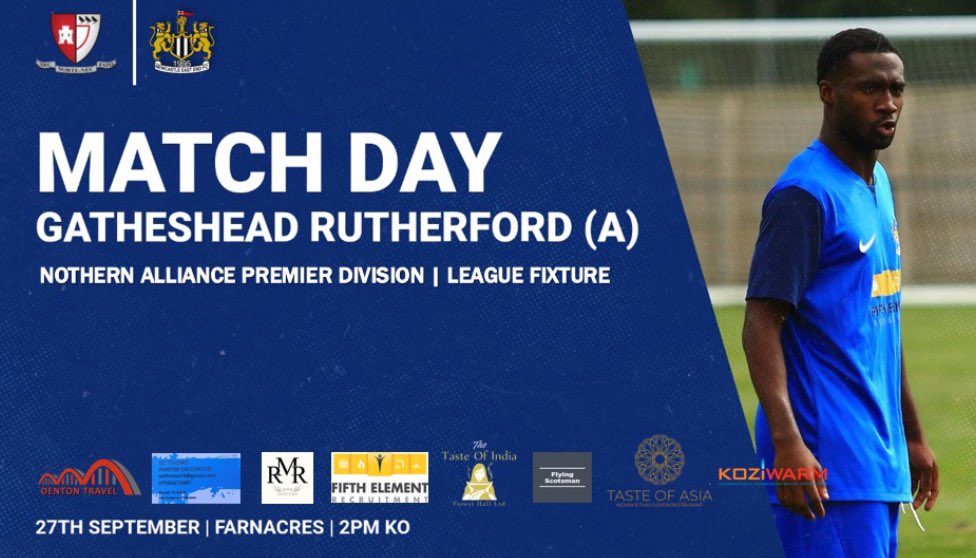 🔵 MATCH DAY 🔵 

🆚 Gateshead Rutherford
🗓 27/09/2025
⏰ 2PM KO
🏟 Farnacres
📍 NE11 0HJ

Come and support the lads