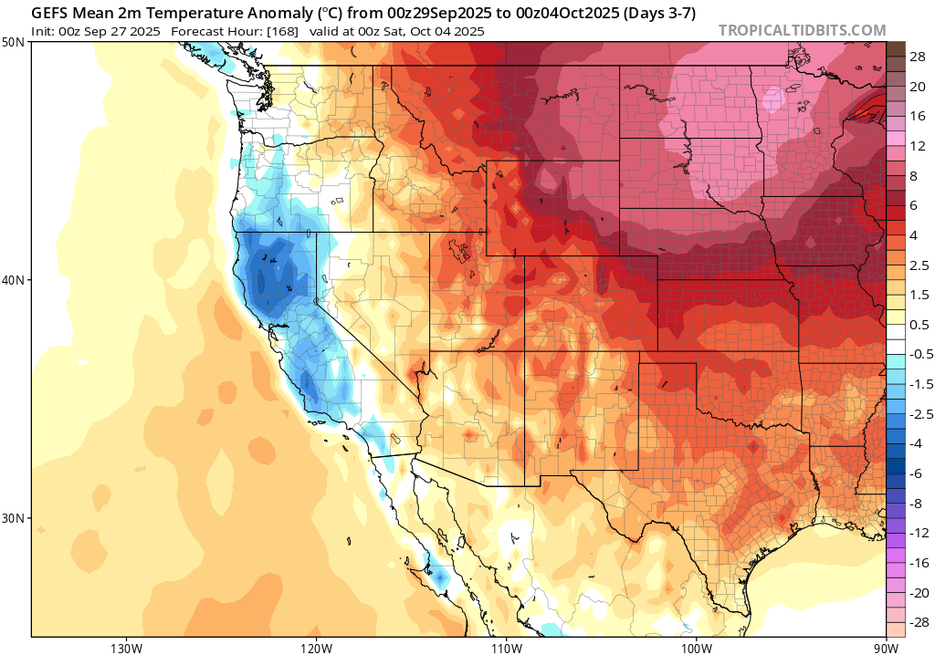 Weather_West's tweet photo. A substantial autumn pattern shift will unfold this week, especially across the Pacific Northwest and northern CA. Multiple episodes of light to locally moderate rainfall and cooler temperatures, associated with modest fronts, will occur over the next 10 days. [1/2] #CAwx #CAfire https://t.co/Z5NK8TIKsN