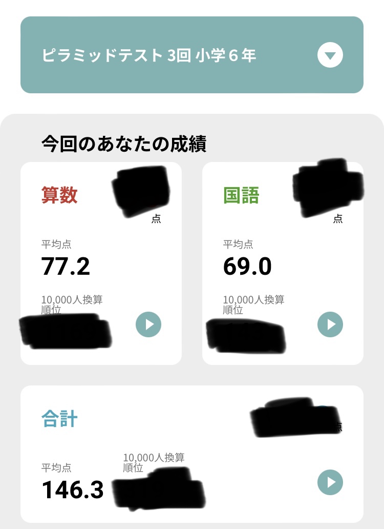 9/13に受けたピラミッドテストの結果がいつのまにか出ていた。第3回が直近のだよね。結果が出るタイミングがいまいちよく分かってない。