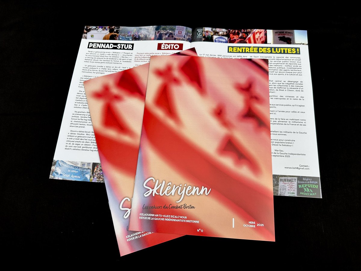 Pendant la manifestation de #Nantes aujourd'hui, War-sav diffusera Sklêrijenn n°0, une petite revue de la Gauche indépendantiste bretonne ! 

Hiziv e manifestadeg #Naoned e vo skignet gant #WarSav – an tu-kleiz dizalc'hour – ur gelaouennig anvet #Sklêrijenn !

#DécidonsEnBretagne