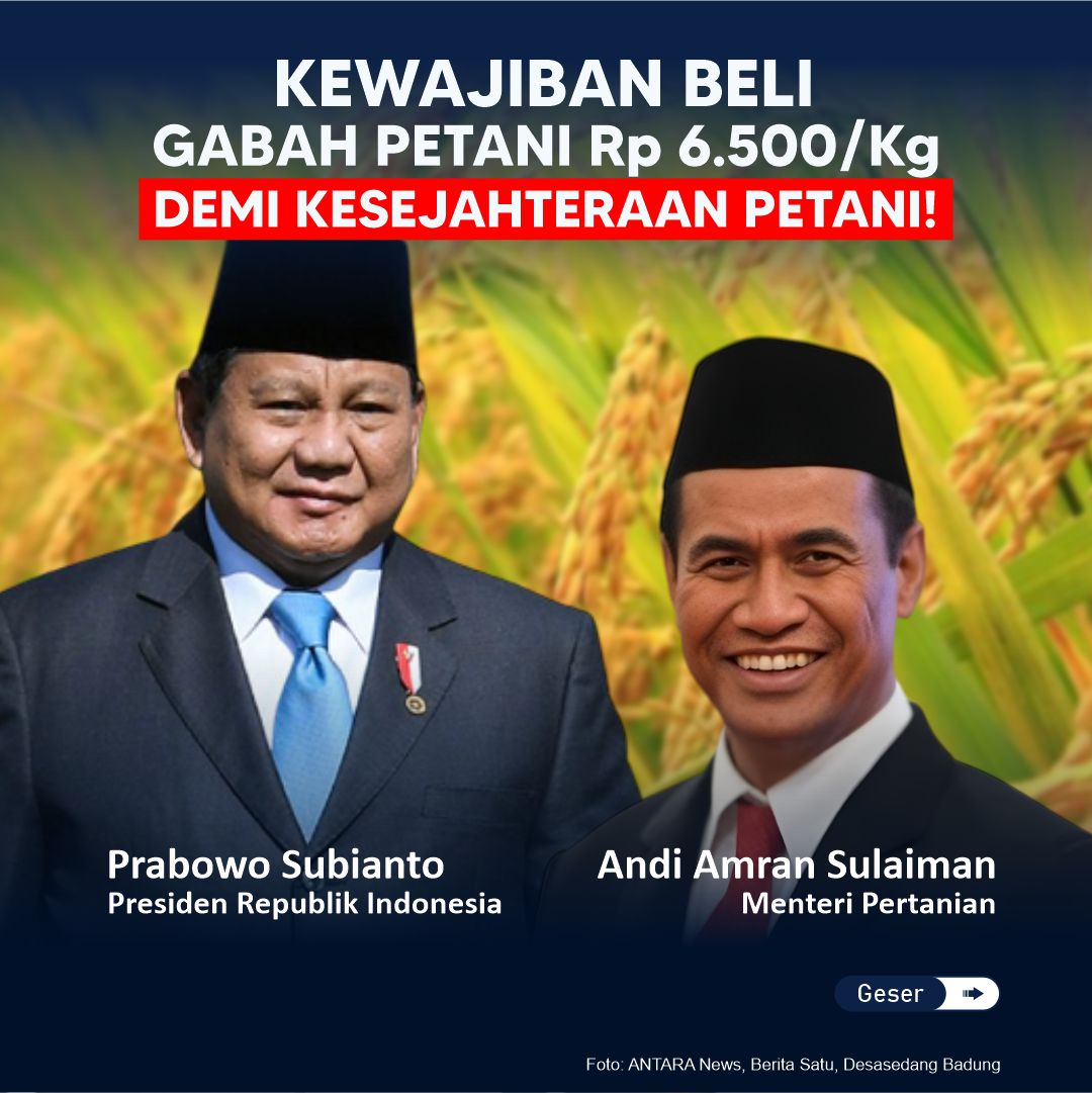 penjagaharapan's tweet photo. Pemerintah mengambil langkah tegas untuk menjamin kesejahteraan petani melalui penetapan harga jual gabah. Kewajiban membeli gabah petani dengan harga Rp 6.500 per kilogram ditetapkan sebagai harga dasar.

#Gabah #Petani #KesejahteraanPetani #HargaDasar #Pertanian #IndonesiaMaju https://t.co/XLL1c9cwiJ