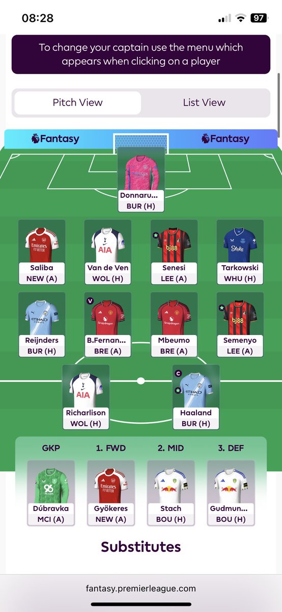 Early WC 🔒 2 frees carried. 
0.1 short of Gabriel, went Donna to avoid Saka lockout, Boomo 2 week punt before a Brighton mid comes in, 🐦 for the vibes! 

Good luck all #FPLCommunity