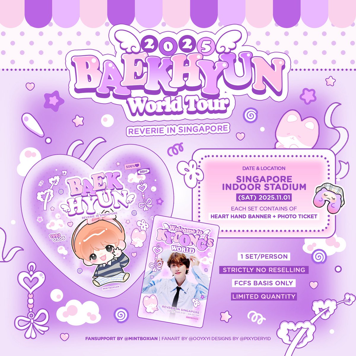 ⤷ ⋆✴︎˚｡⋆ REVERIE IN SINGAPORE ˎˊ˗ 
fansupport for #BAEKHYUN 🩷 

𝜗ৎ rt this post &amp; show me! 
𝜗ৎ limited sets, 1:1 per person

exact location &amp; timing will be announced! see you! 🐶
#ReverieSINGAPORE #ReverieTour #BAEKHYUNinSG