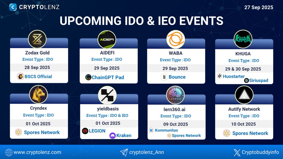 CryptobuddyInfo's tweet photo. Upcoming IDO/IEO Events

@zodaxgroup 
@aidef_io 
@wabaorg 
@Khugaverse 
@cryndexapp 
@yieldbasis 
@lern360 
@autifynetwork 

👉Check out https://t.co/dvj9vnZoph for more insights.                            

#Crypto #Cryptocurrency #CryptoIDO #IEO #Blockchain #Web3 https://t.co/t3DzkUmNAZ