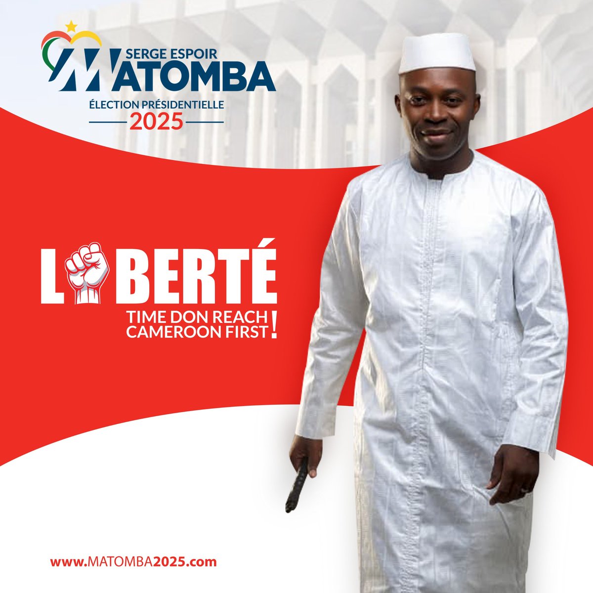 S_EspoirMatomba's tweet photo. 🟥Je suis prêt.
Prêt à bâtir, avec vous, le Cameroun de demain.
Le 12 octobre, votons pour la Rupture, la souveraineté et la liberté✊🏿
Time Don Reach❗
Cameroun First🇨🇲
#Matomba2025
#Matomba
#SergeEspoirMatomba
#bulletinrouge
#Cameroun https://t.co/ukmfN5AaVM
