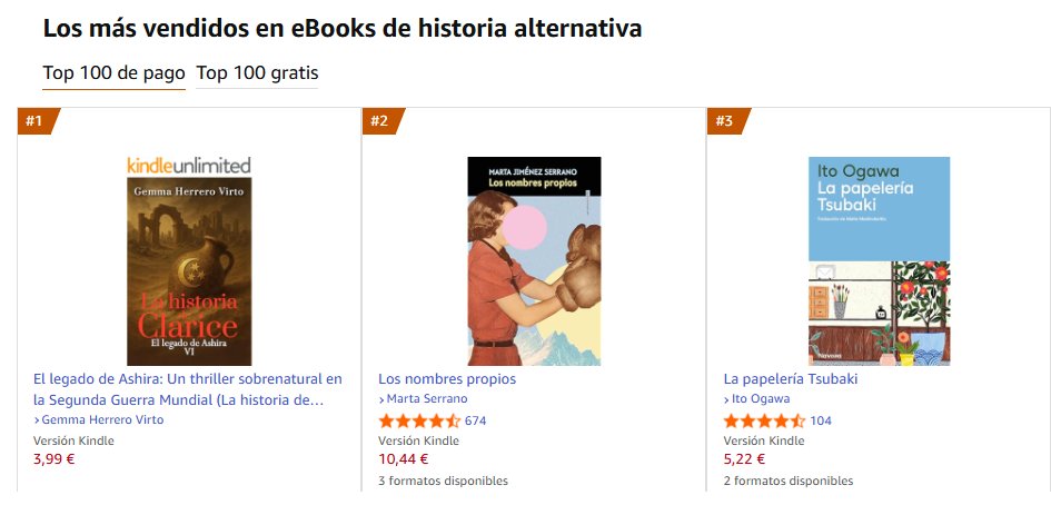 ¿Cómo no os voy a querer si sois los mejores lectores del mundo? 😍

Ni 24 horas lleva en preventa y ya habéis conseguido el primer Nº 1 para El legado de Ashira, que saldrá a la venta el día 2 de diciembre.

Puedes reservar el tuyo aquí: amazon.es/gp/product/B0F…