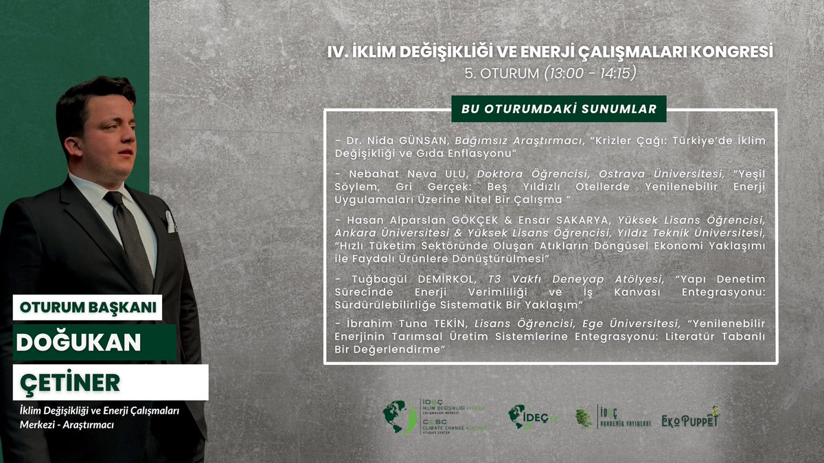 IV. İklim Değişikliği ve Enerji Çalışmaları Kongresi V. Oturumu ile saat 13:00’da devam edecek..

YouTube üzerinden “Canlı” olarak izlemek için tıklayınız; youtube.com/live/7NCth8EuI…