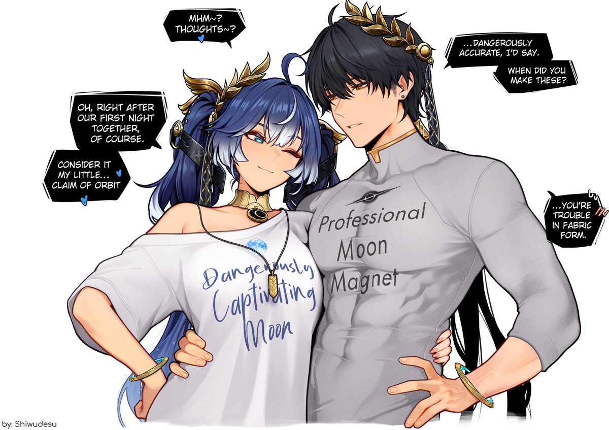 shiwu_desu's tweet photo. [Roviuno] Part 1

Iuno and Rover decided to take their ‘gravitational bond’ a little too literally with these duo shirts… can you really blame them? 💙

#鳴潮 #WutheringWaves https://t.co/xHx7CeLTtu