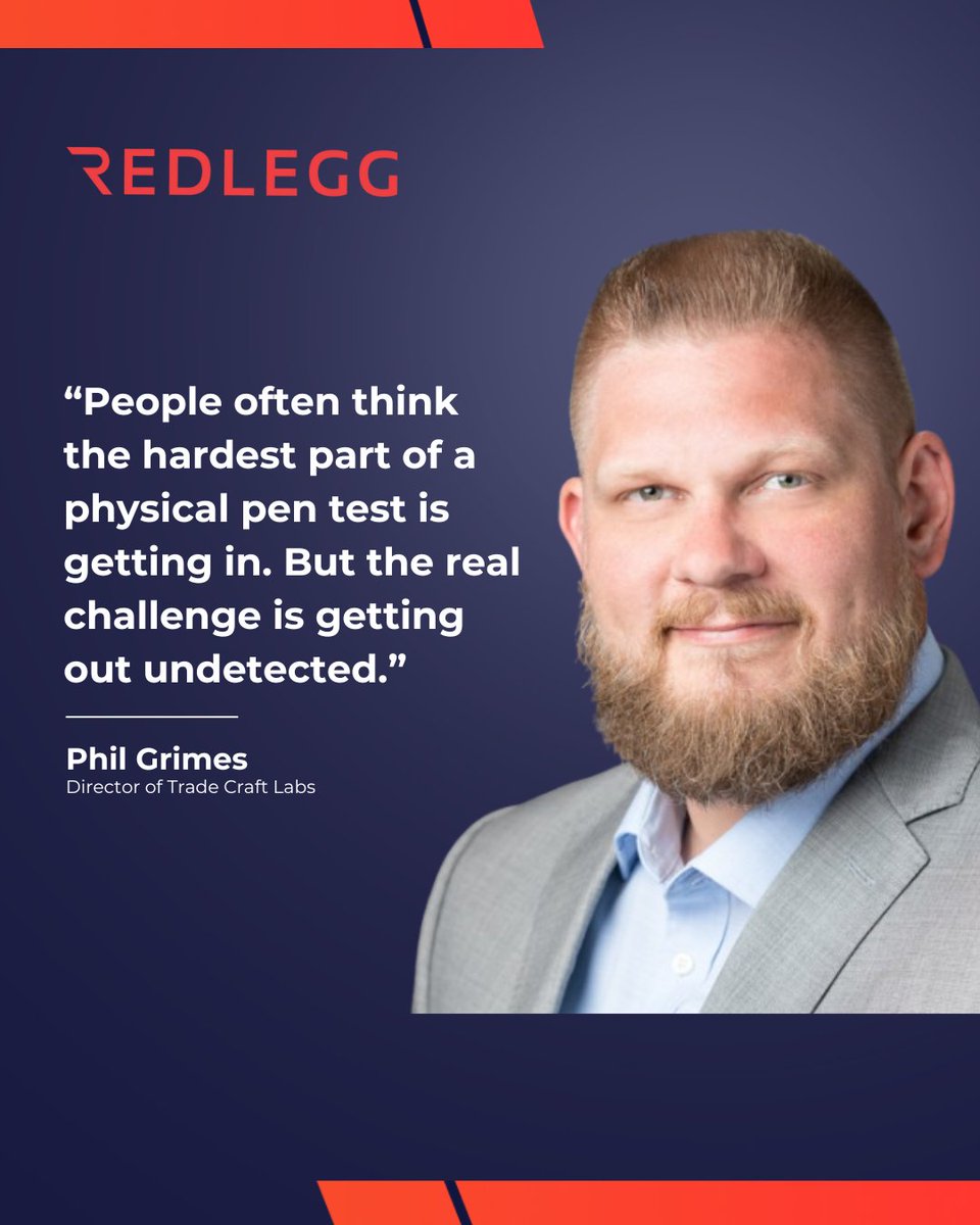 RedLegg's tweet image. At RedLegg, our physical penetration testing doesn’t stop at the perimeter. It pushes through assumptions, uncovers blind spots, and helps clients rethink how trust is granted.

See how we test the physical layer: hubs.li/Q03KKXQG0

#RedLeggVoices #PhysicalSecurity