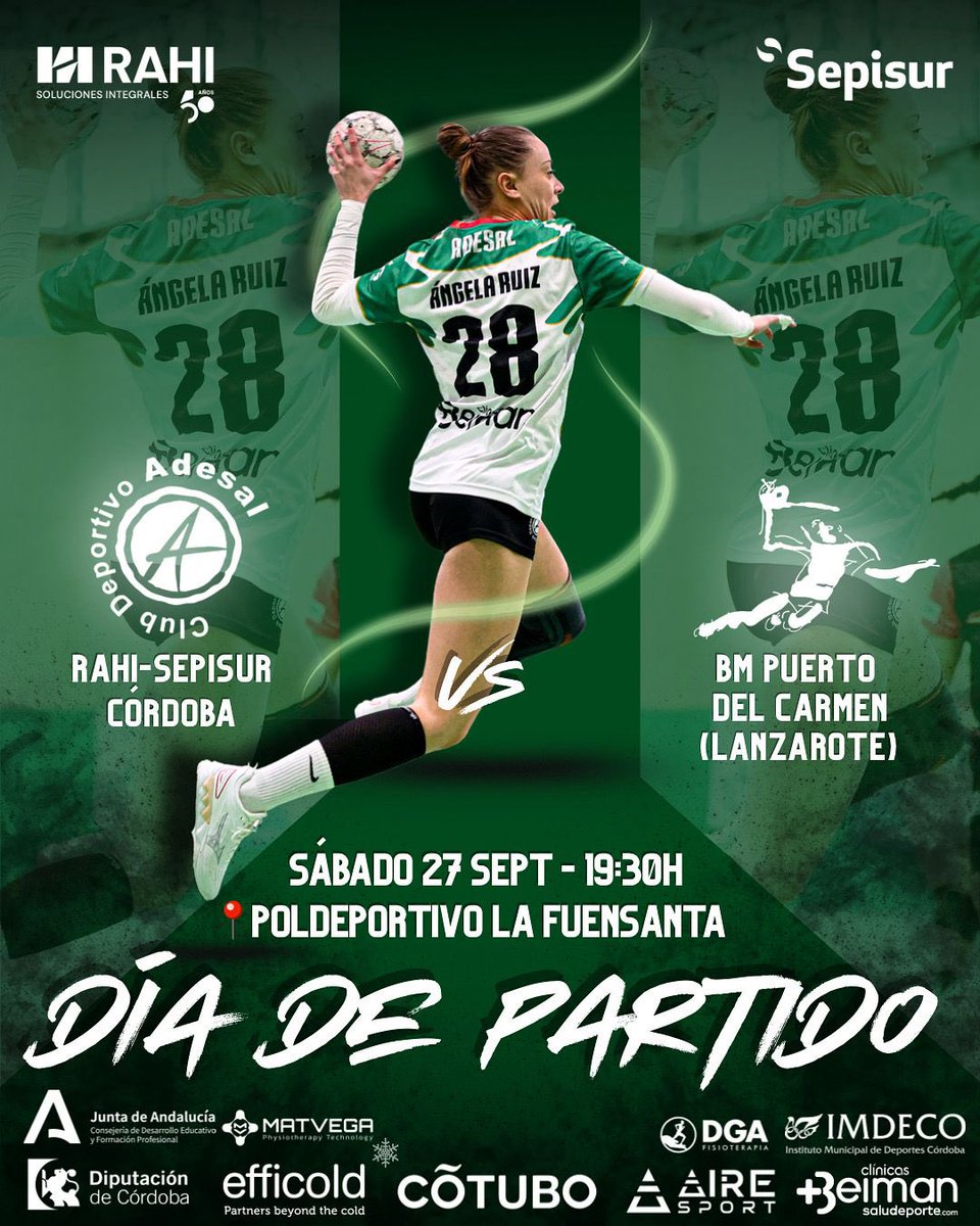 🟢⚪️🟢 PRIMER PARTIDO 🔜🔜

🗓️ 27 de Septiembre 
🕢 19:30h
📍 Pabellón de la Fuensanta
🛡️ Lanzarote Puerto del Carmen

Los abonos estarán disponibles en taquilla desde las 18:00h

Nos vemos 👋 en unas horas en nuestra casa 🏠