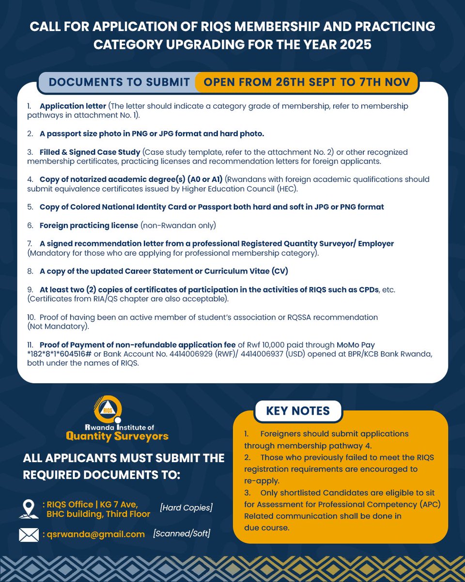 ⚠⚠⚠ Announcement ⚠⚠⚠

Registration for Membership is open from 26th September to 7th November 2025

For more info, reach out to us via qsrwanda@gmail.com