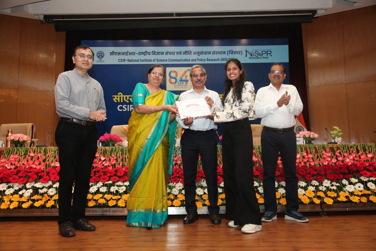 2/2

👏 Felicitations honoured dedication &amp; achievement

<a href="/DrJitendraSingh/">Dr Jitendra Singh</a> | <a href="/CSIR_IND/">CSIR, India</a> | <a href="/GVRayasam/">Dr Geetha Vani Rayasam</a> | <a href="/CSIR_NPL/">CSIR-NPL</a> | <a href="/PIB_India/">PIB India</a> | <a href="/DDNewslive/">DD News</a> | <a href="/UrduDoordarshan/">DD URDU डीडी उर्दू دوردرشن اردو</a> | <a href="/airnewsalerts/">All India Radio News</a> | <a href="/AkashvaniAIR/">Akashvani आकाशवाणी</a> | <a href="/CsirJigyasa/">CSIRJIGYASA</a> | <a href="/CSIR_HRDG/">CSIR HRDG</a>

#84YearsofCSIR #CSIRFoundationDay #CSIRFamily #CSIRopenDay