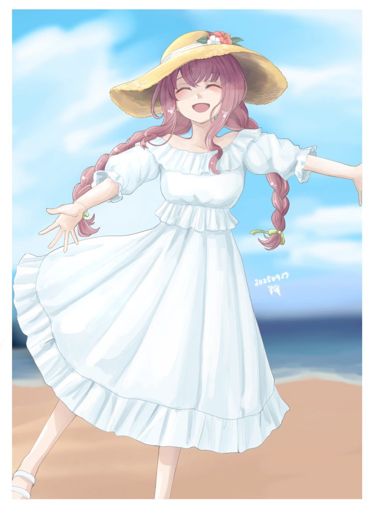 白ワンピースありがとう……の絵