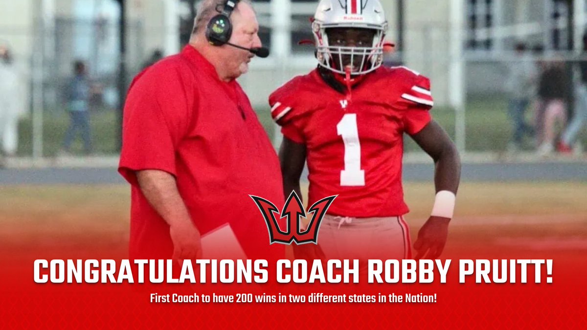 COACH ROBBY PRUITT DOES IT!

200 wins in Florida | 209 in Georgia | 409-101-1 OVERALL!

Robby Pruitt becomes first ever coach anywhere in the United States to win 200 high school games as a head coach in two different states!

Pruitt's career has expanded with 4 state titles at