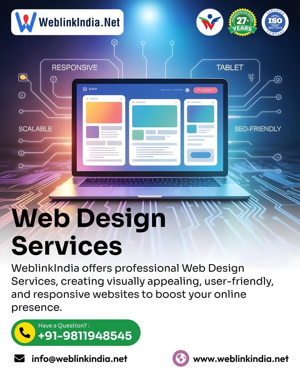 WEBLINKIndia's tweet image. Don’t just build a website—build an experience! With WeblinkIndia, get:
Responsive & Tablet-Friendly Designs
SEO-Optimized to Rank Higher
Scalable as Your Business Grows
weblinkindia.net
#WebDesign #ResponsiveDesign #WebsiteDeveloper #SEO #WebDevelopment #WeblinkIndia
