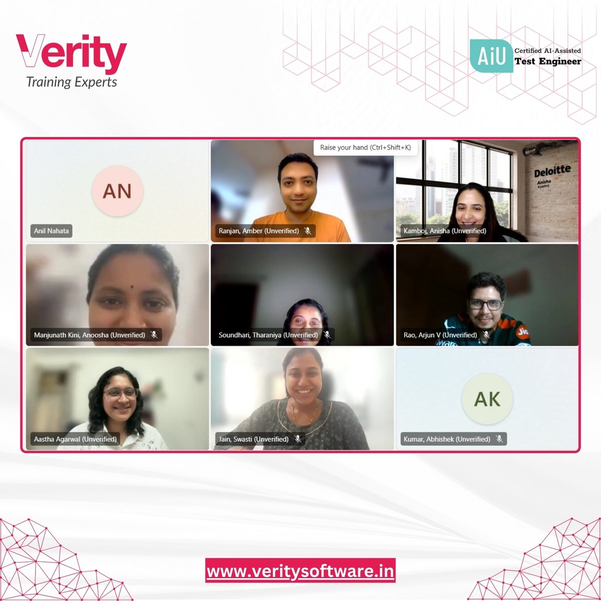 verity_software's tweet image. The Gen AI Assisted Test Engineer corporate batch by Aastha wrapped up brilliantly from 21–23 August!

We are proud that the session buzzed with energy, curiosity, and innovation, leaving everyone inspired to bring AI-driven excellence to their work.

#GenAI #TestEngineering