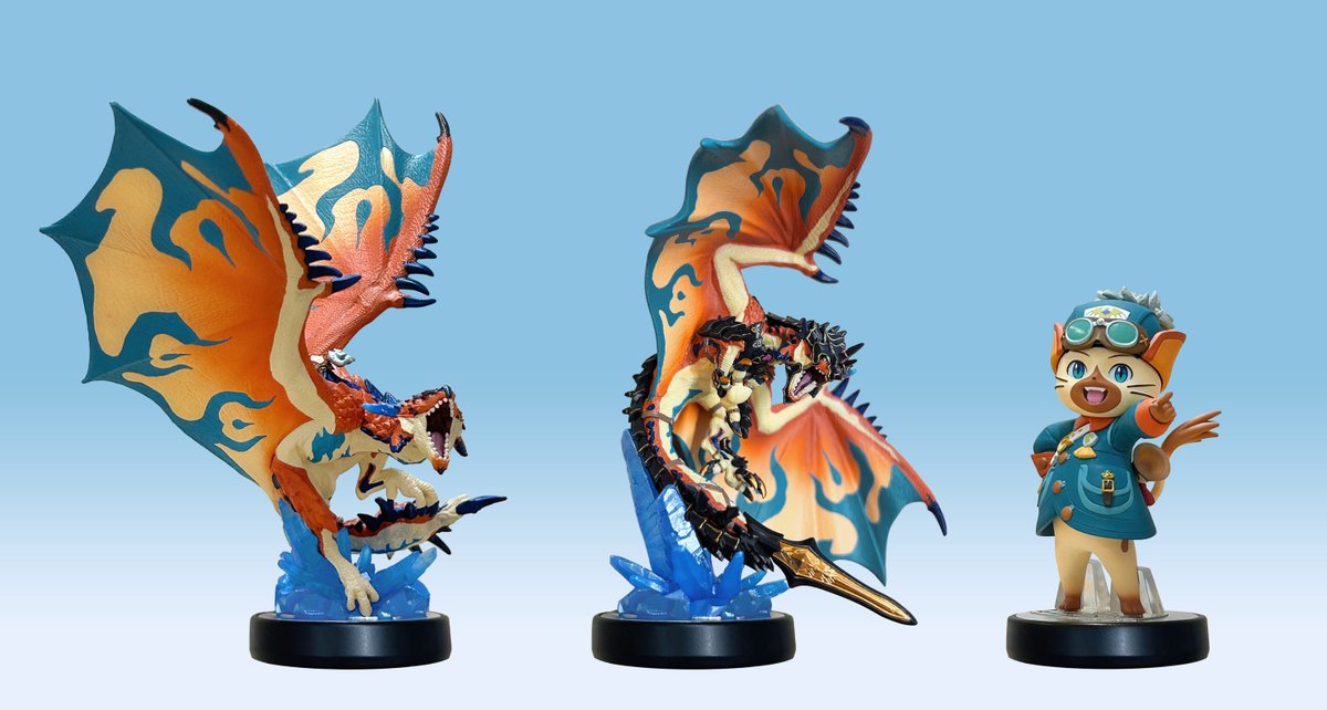 Nintendo Switch 2 『モンスターハンターストーリーズ3　～運命の双竜～』
amiibo「レウス」「レウスV」「ルディ」の3種が発売決定！

ゲーム内で使用すると、それぞれのamiiboに応じた特別な重ね着装備を入手することができます！
詳細は、今後の続報にご期待ください。

monsterhunter.com/stories3/ja-jp…