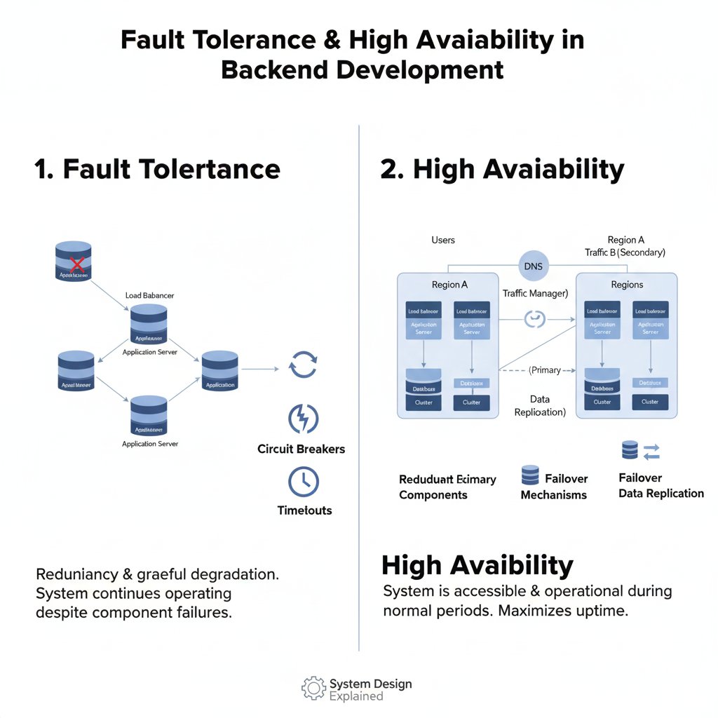 e_opore's tweet image. Fault Tolerance &amp;amp; High Availability

What is Fault Tolerance?

→ Ability of a system to continue functioning even when some components fail
→ Ensures minimal downtime and uninterrupted services
→ Achieved through redundancy, replication, and failover mechanisms

Fault…