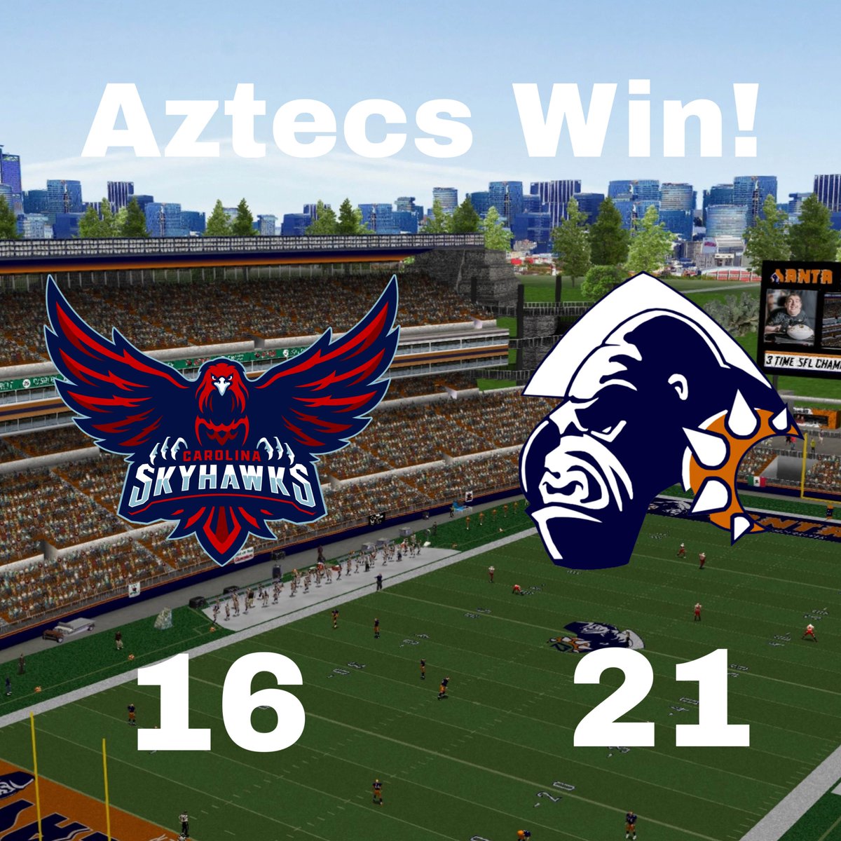 SFLAztecs's tweet image. Aztecs back in winning shape after a long break of games!
@simulationfl #AztecEmpire