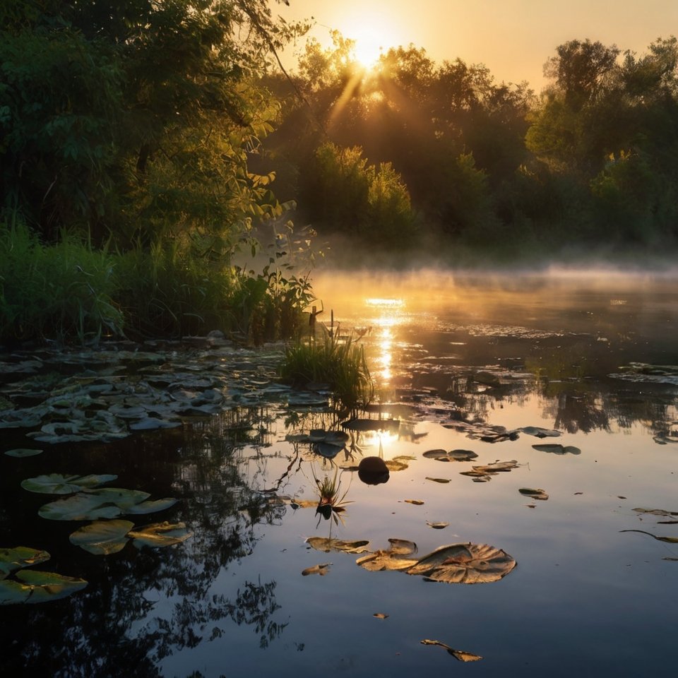 The river is a page where light writes its first poem of the day.