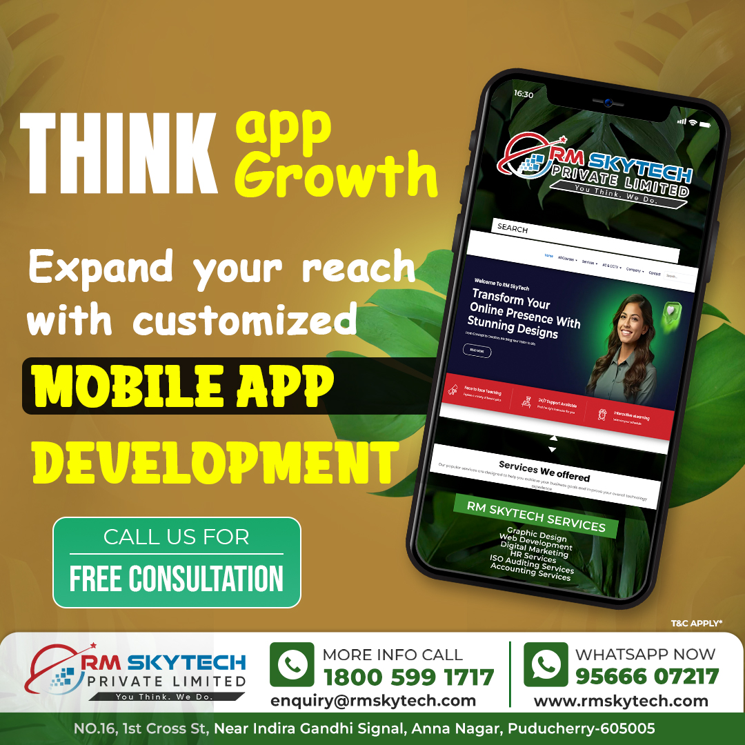 RMSkyTech1's tweet image. Custom Mobile App Development &amp;amp; App Growth Services | RM Skytech
Contact us for more info: Call 1800 599 1717 or WhatsApp 95666 07217.
#MobileAppDevelopment #AppGrowth #CustomApp #DigitalTransformation #RMskytech #AppDeveloper #FreeConsultation #TechServices #DigitalMarketing