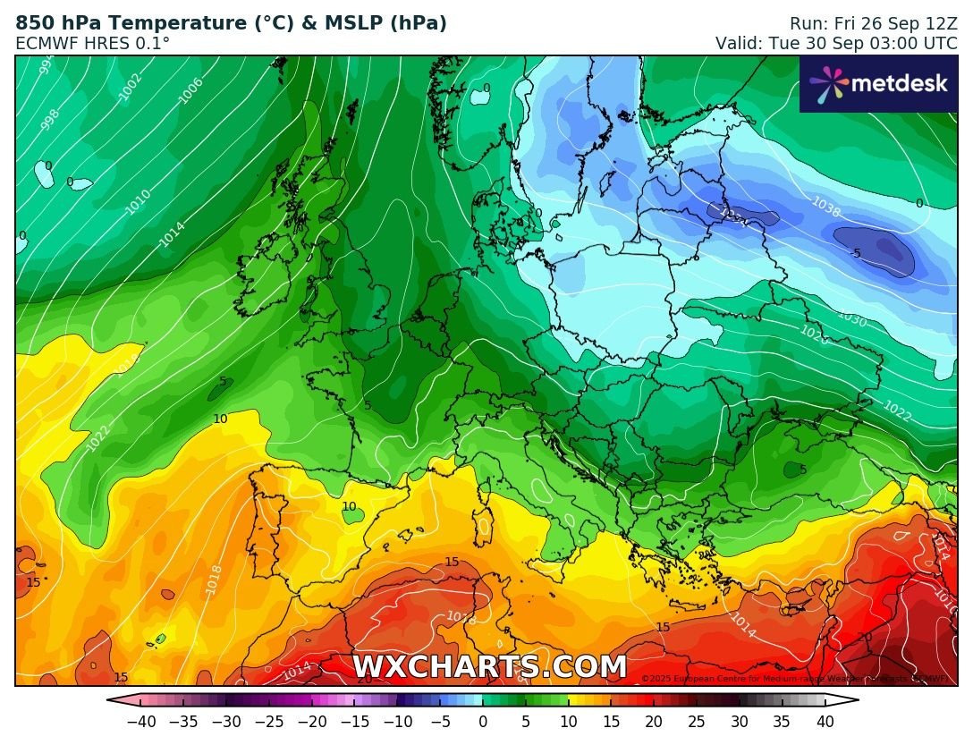 Takie "coś" oznacza napływ zimnego powietrza kontynentalnego, który obniży temperaturę do 7-9 stopni w ciągu dnia. Tak najmilsi - To nie są ćwiczenia :)