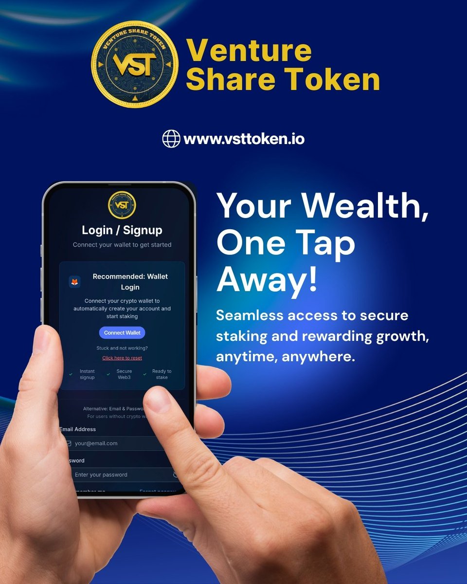 vst_token's tweet photo. Your wealth, one tap away! 💰📱 Seamlessly connect your wallet for secure staking and rewards, anytime, anywhere 🌍⏰. Start now: https://t.co/TdLq7nslNK 🔐📈 #Crypto #Staking #VST #Web3 https://t.co/OJHgVpZo3A