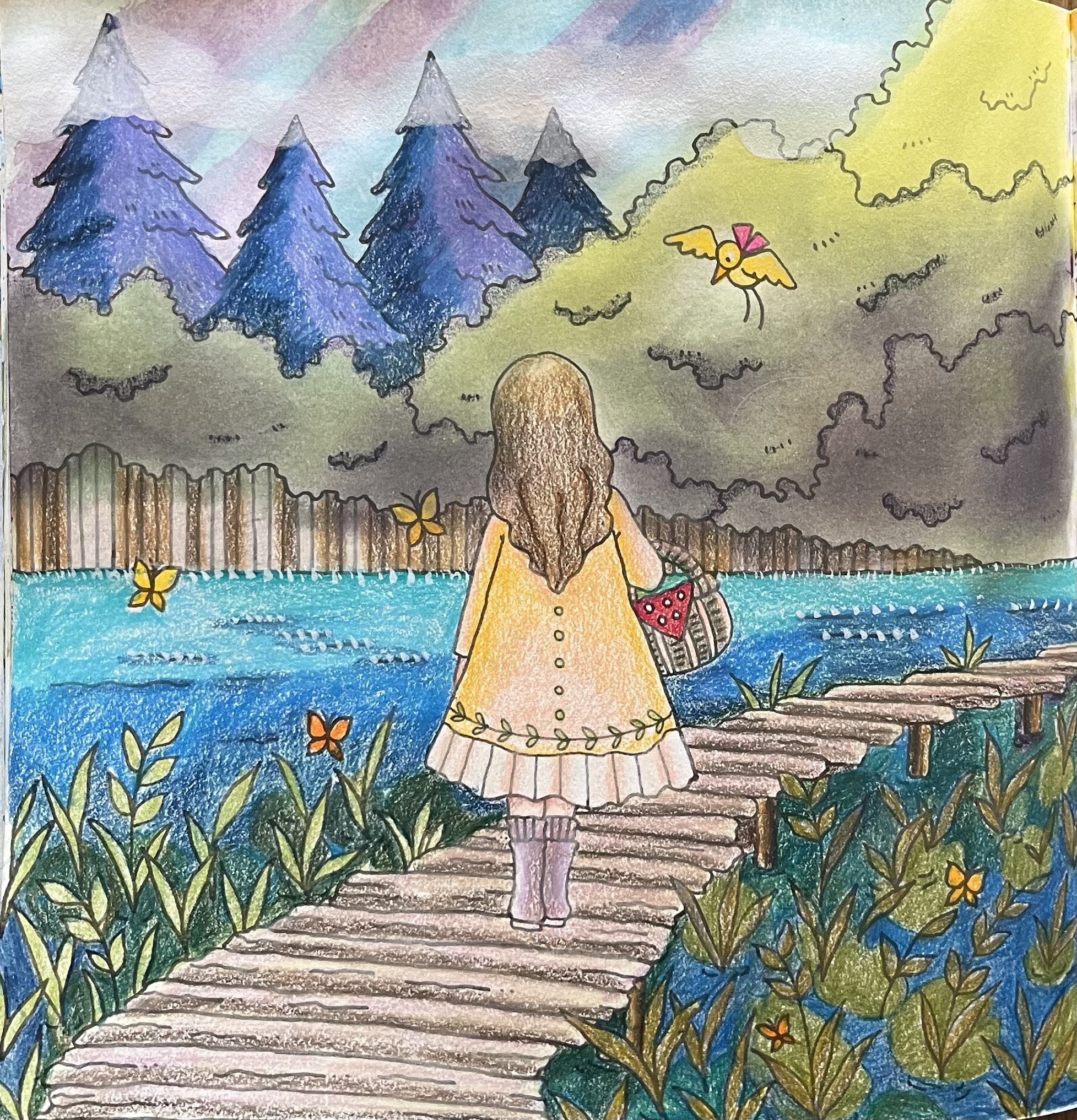 アニメ聖地巡礼絵画⑤ 君の名は　水彩画＋塗り絵用2枚　額縁25㎝×34㎝　背景画 アニメ聖地巡礼絵画⑤ 君の名は 水彩画＋塗り絵用2枚 額縁