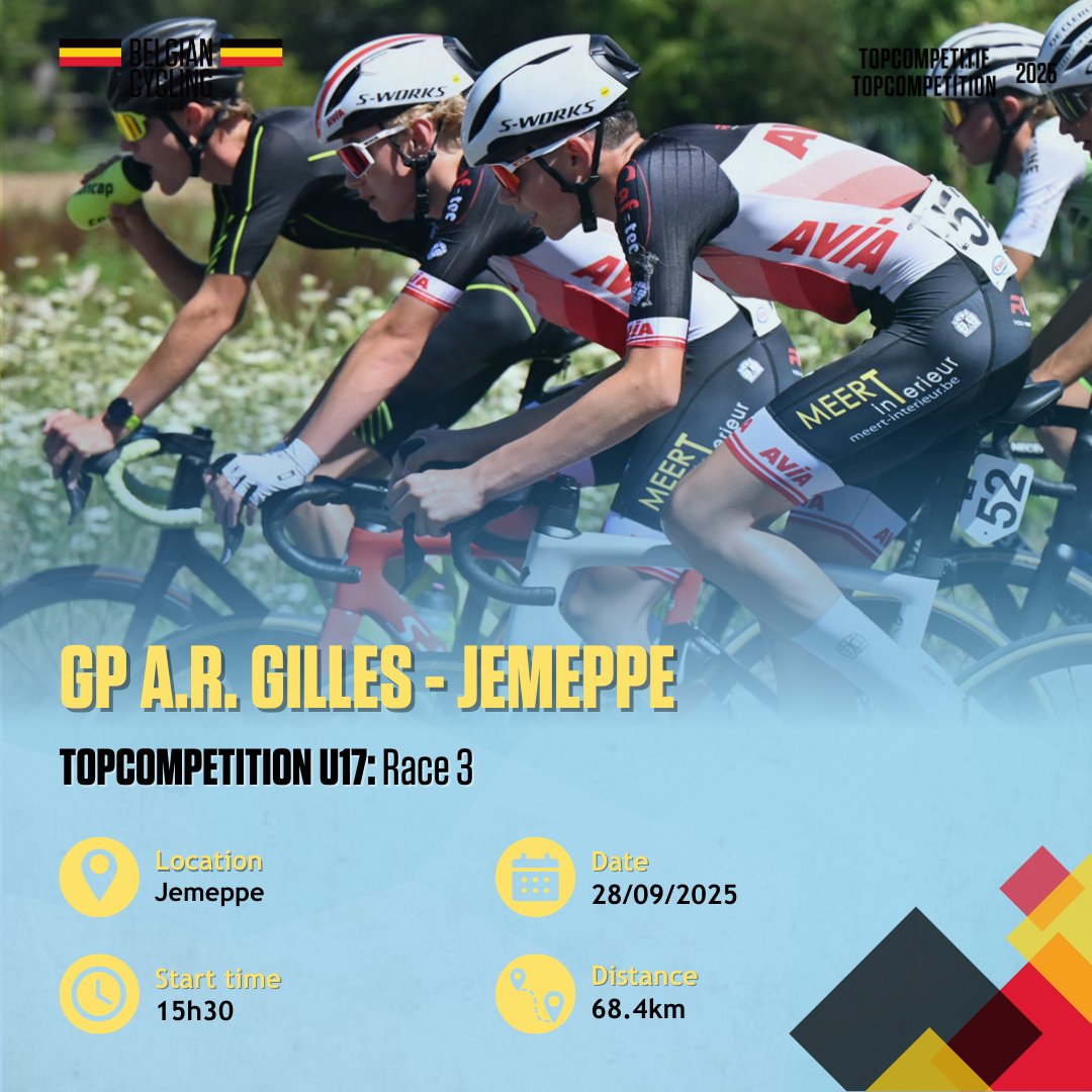 Tomorrow the third road race of the 𝗧𝗼𝗽𝗰𝗼𝗺𝗽𝗲𝘁𝗶𝘁𝗶𝗼𝗻 𝗨𝟭𝟳 is scheduled.  Who will conquer the victory on the hilly course in 𝗝𝗲𝗺𝗲𝗽𝗽𝗲? 🚵‍♂️

👉 Get to know more about the course: bit.ly/46WFPM0

#Topcompetitie #Topcompetition #BelgianCycling