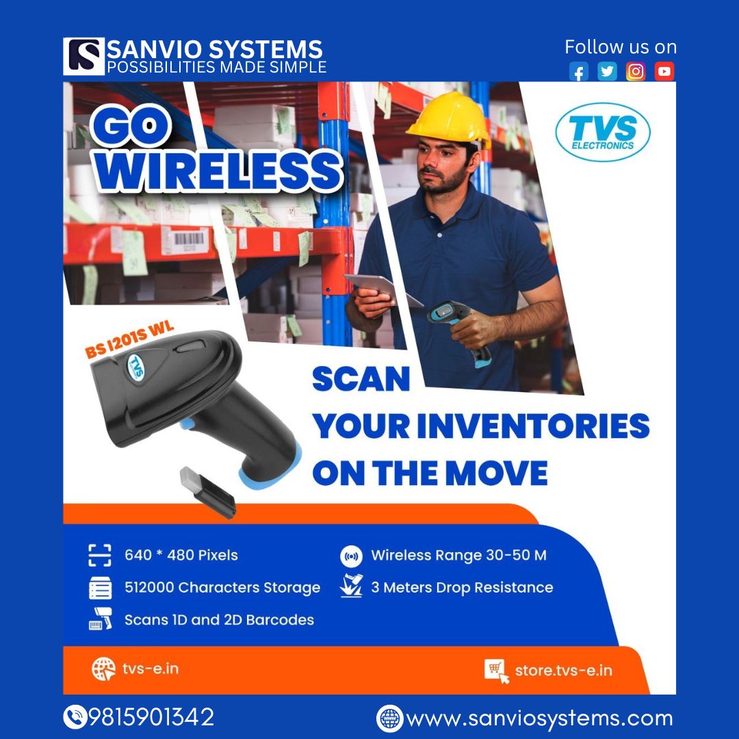 sanviosystems's tweet image. Manage inventories effortlessly with the TVS BS 1201
S WL – wireless barcode scanning brought to you by
Sanvio Systems. Get yours today!
📞 Call Sanvio Systems today: 0161-5057224,
9815901342, 9914011660

#SanvioSystems #TVSBS1201SWL
#WirelessBarcodeScanner #InventoryManagement