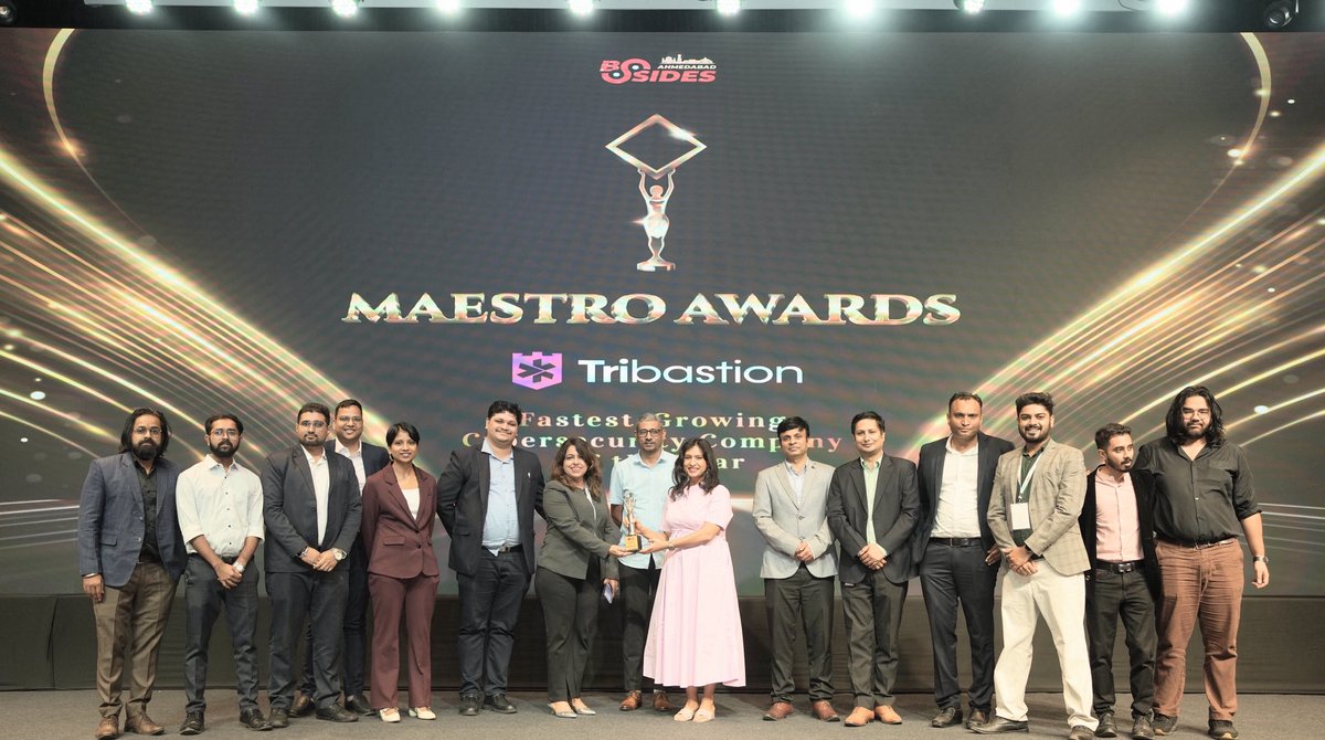 🏅Fastest Growing Cybersecurity Company of the Year🏅

👏 Applauding <a href="/tribastion/">Tribastion Technologies</a> for wining the title of ‘Fastest Growing Cybersecurity Company of the Year’ at the BSides Ahmedabad 0x06 Maestro Awards 2025! 

Your rapid growth, innovation, and commitment to strengthening the