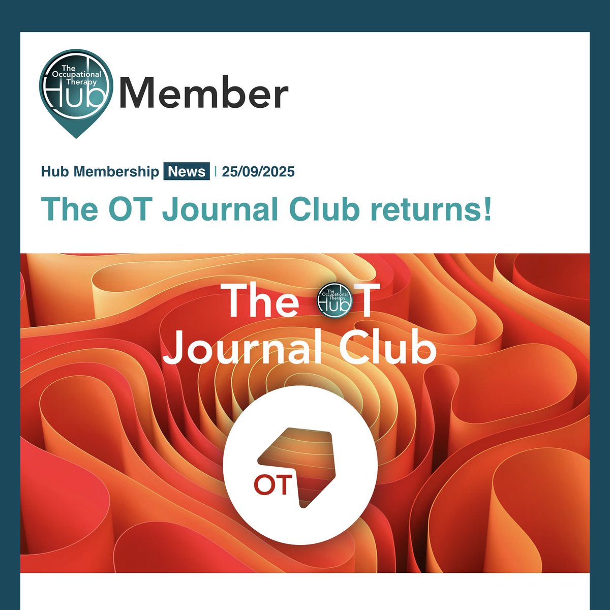 📩 New resources: theOThub.com/members (or check inbox)
📗📝 We've re-launched the FREE, globally-reaching OT Journal Club (JC)! Research shows JCs can improve evidence-based practice, knowledge &amp; skills. JC now open for critique, shared learning &amp; #CPD! #OccupationalTherapy