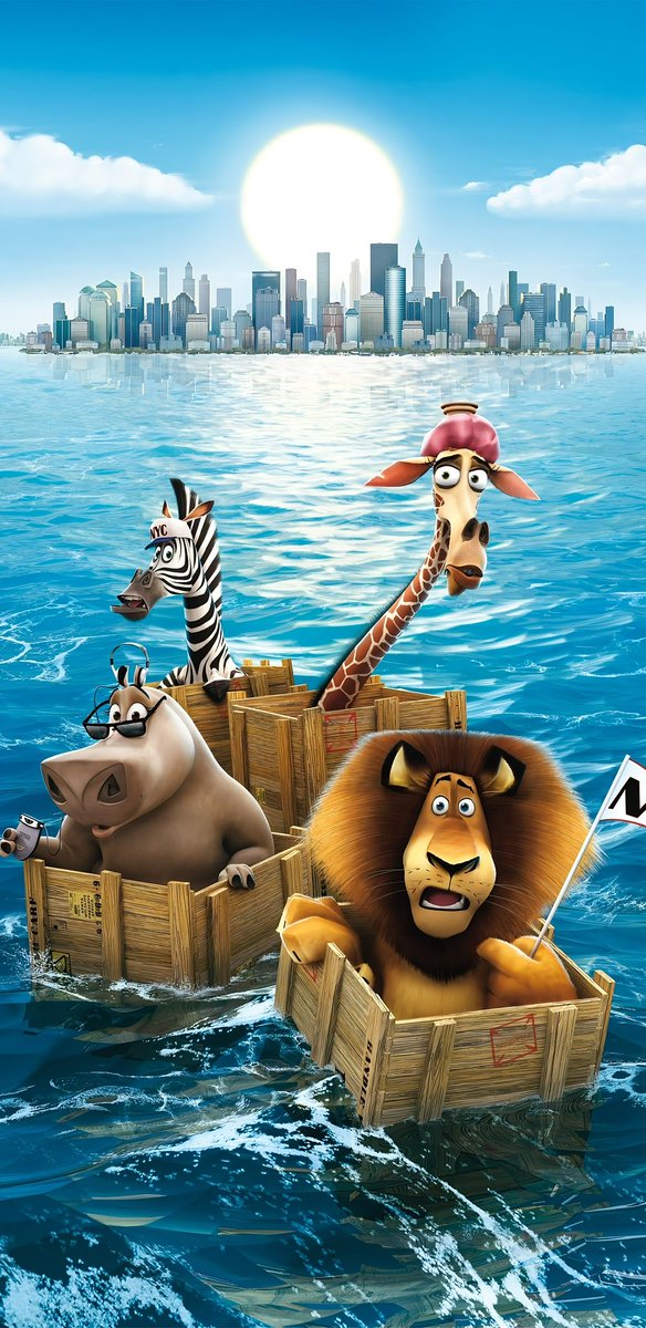 Leonard18_X's tweet image. &quot;Set sail on a wild adventure with this fun 4K wallpaper of Madagascar characters on the high seas! 🦒🦒 #4KWallpaper #Madagascar #AnimatedFun #LeoWallpaper&quot;
