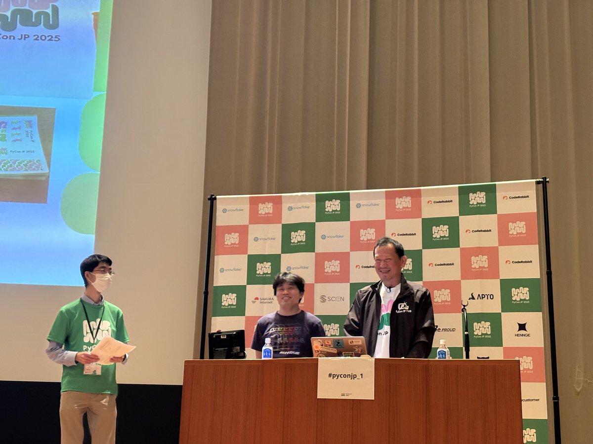 #PyConJP2025 きゃー！ <a href="/takanory/">Takanori Suzuki</a> さーん！ <a href="/terapyon/">terapyon (Manabu TERADA)</a> さーん！！