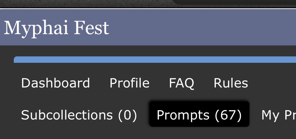 Hello everyone! We’d like to say that out of 67 prompts, there are still 32 amazing other prompts waiting to be claimed! 

If you wish to claim a second prompt or if you haven’t claimed one at all and wish to participate in the fest, please do so! 🩵