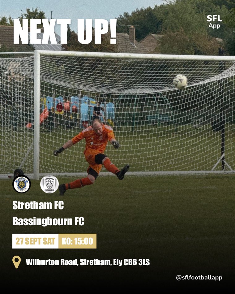 We  travel to face <a href="/strethamfc/">Stretham F.C.</a> looking to build on last weeks performance. 3pm kick off COYB 🖤🤍