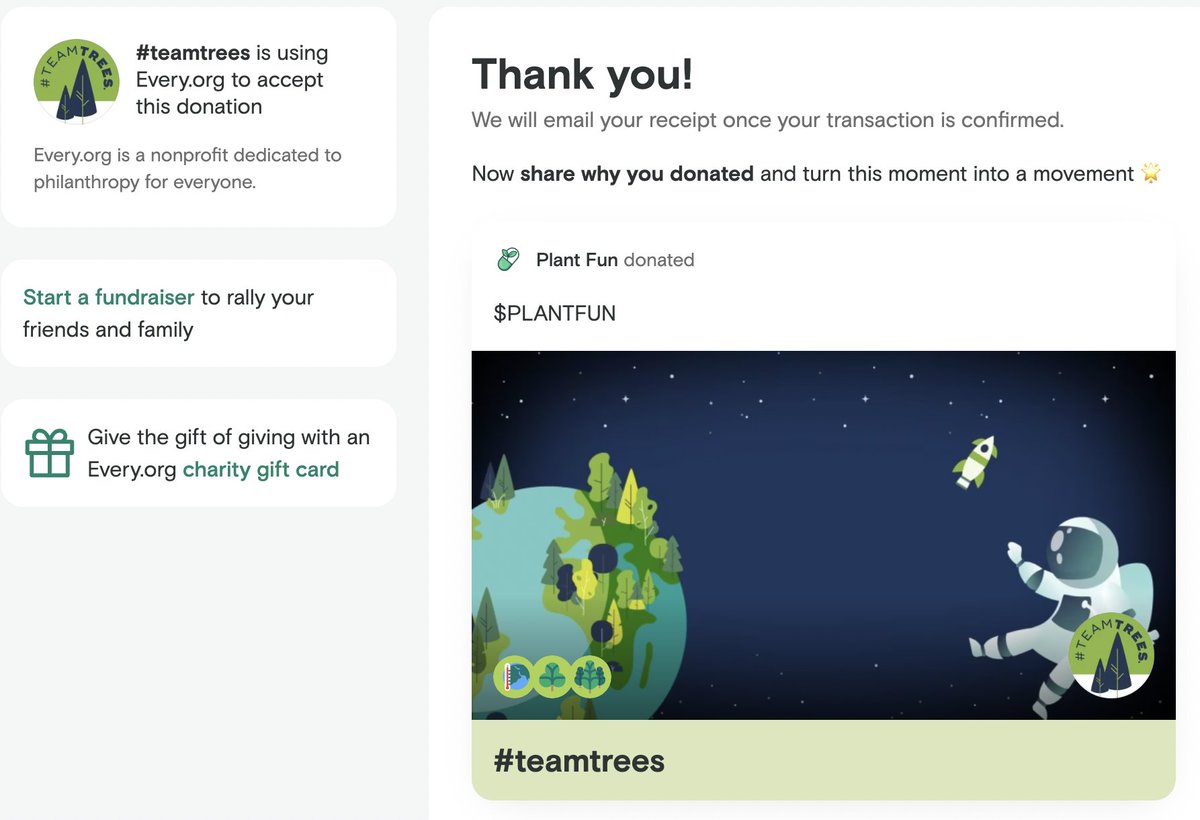 plantfunSOL's tweet photo. We just planted 100+ trees with this donation through #teamtrees which is headed by @MrBeast 🌳

Different project, but similar movement. We are here to make a difference.🌱

TX: https://t.co/x9KBopOmkr https://t.co/LLmGAyq7fk