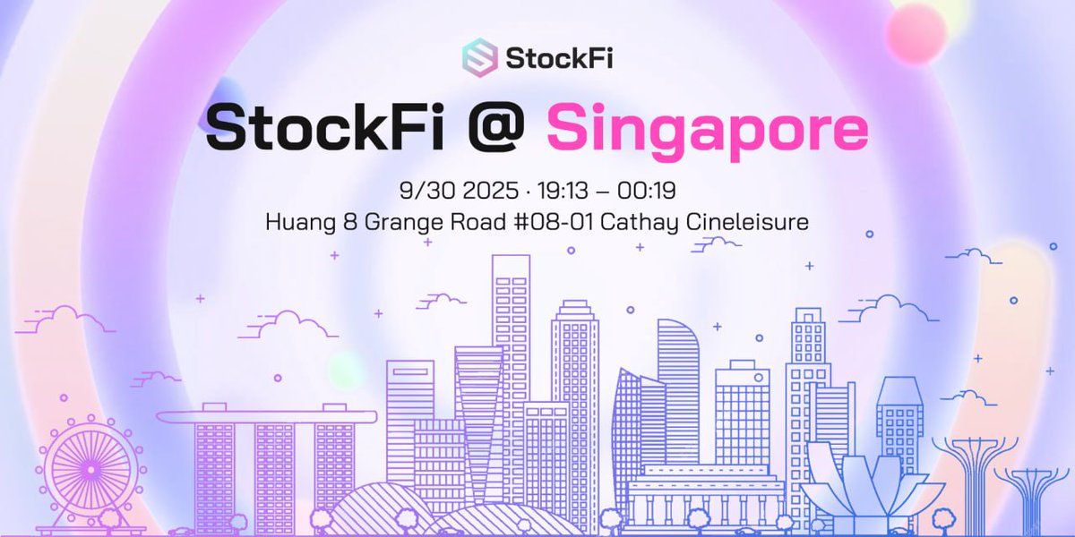 stock_fi's tweet photo. StockFi is coming to Singapore! 🇸🇬

💭We’ll be joining the upcoming #Web3 conference to connect with builders, investors, and partners shaping the future of #tokenized finance.

We’ve prepared exclusive StockFi merch — are you excited? 🎁

Stay tuned for updates & meet us there!🤘
#StockFi #DeFi #Singapore #TOKEN2049