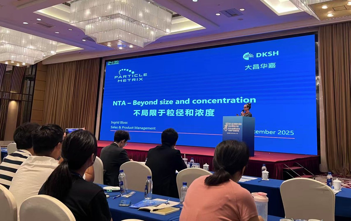 Particle_Metrix's tweet image. Together with our Chinese distributor #DKSH, we’re at the 9th Int. Conference on #ExtracellularVesicles in Xiamen, China.
Ingrid Bloß gave a talk on the new ZetaView® Evolution &amp;amp; stem cell–derived EVs.
Thanks DKSH &amp;amp; all participants!
#Conference #EVs #NTA #StemCells #LifeSciences
