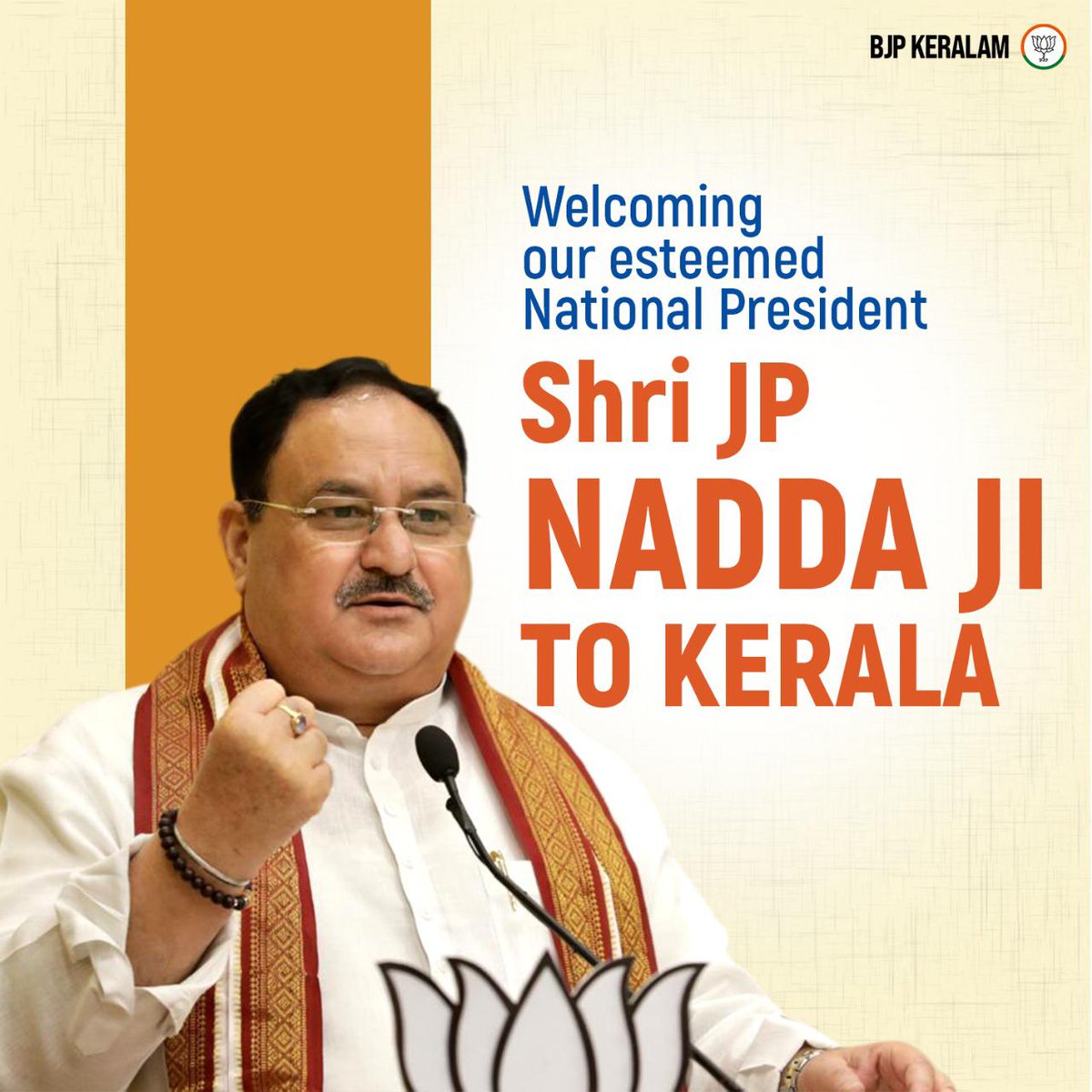 ambadyks's tweet photo. A visionary leader shaping India’s future — we extend a grand welcome to Hon’ble BJP National President Shri J.P. Nadda Ji on his Kerala visit #VikasitaKeralam https://t.co/b7hVtdEk3K