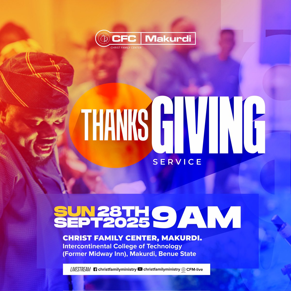 It's more than a service, it's a CELEBRATION!

This Sunday, we're unleashing a mighty Hallelujah at our Thanksgiving Service!

Come ready to rejoice and remember every great thing God's done for you in our month of rest in faith.

Come, let's lift Him higher!
#CFMinistry