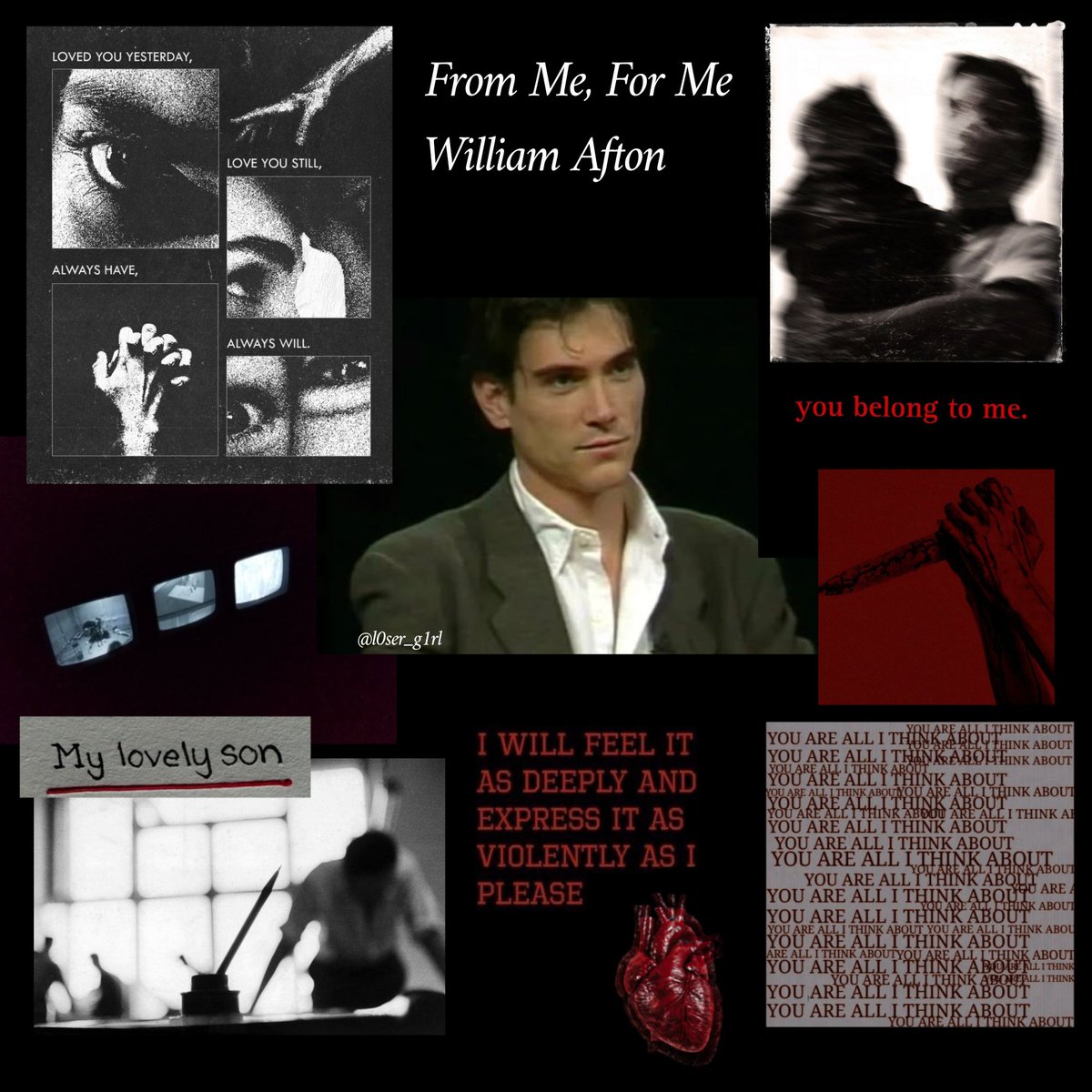 l0ser_g1rl_'s tweet photo. Finally made some of those Afton family collages based on my From Me, For Me fic!! No Evan yet bc I need more photos to complete his though 😭 but for now, here's my Michael, William, Clara and Elizabeth! 💜💜 All photos from Pinterest (sorry I don't have sources to credit 💔) https://t.co/gdMazXwV9e